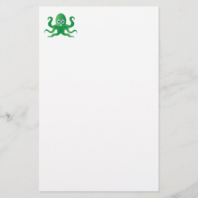 Fun green octopi stationery (Front)