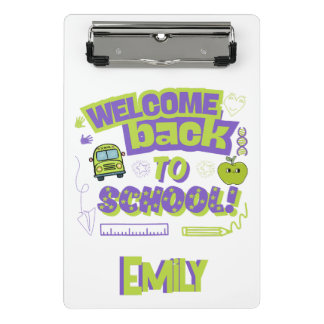 Fun Green Purple Welcome Back To School Mini Clipboard