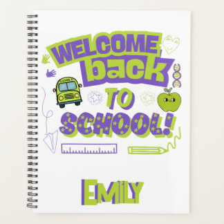 Fun Green Purple Welcome Back To School Planner
