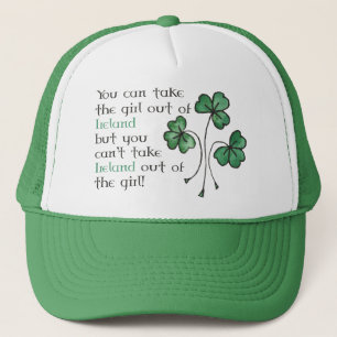 Fun Green Shamrocks Irish Girl Trucker Cap