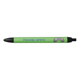 Fun Green Video Game Themed Personalised Black Ink Pen