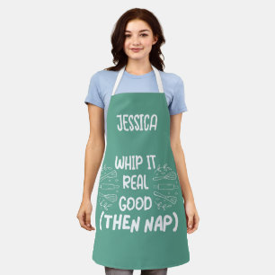 Fun Green Whip It Real Good Personalise Apron
