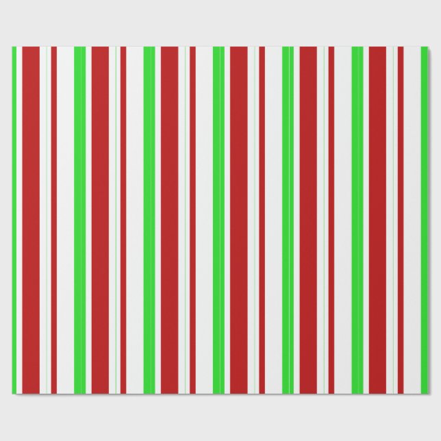 Fun Green, White, Red Coloured Lines Wrapping Pape Paper (Flat)