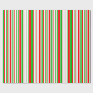 Fun Green, White, Red Stripes/Lines Pattern Wrapping Paper