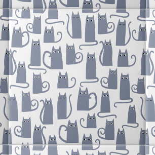 Fun Grey Cat Ceramic Tile