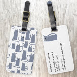 Fun Grey Cat Luggage Tag<br><div class="desc">Cute little grey cat pattern,  perfect for animal lovers. Original art by Nic Squirrell. Change the details on the reverse to personalise.</div>