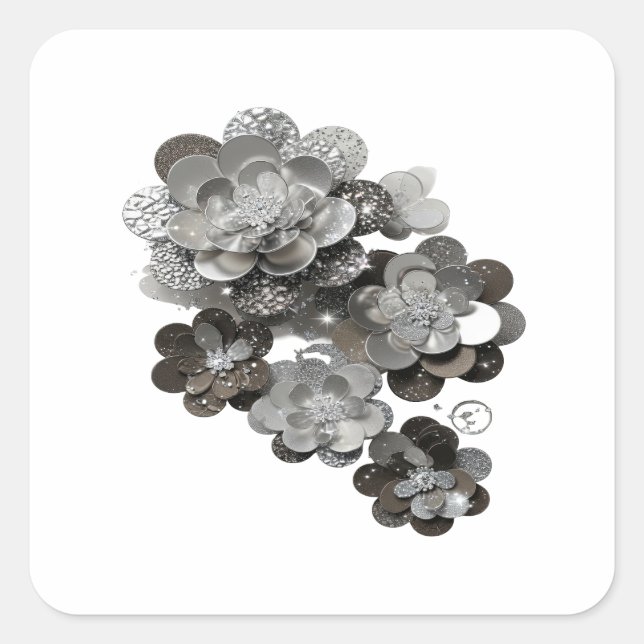 Fun Grey FLORAL Sticker Design (Front)