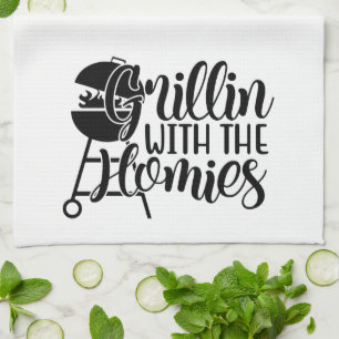 Fun Grillin With The Homies Cool Cooking Tea Towel
