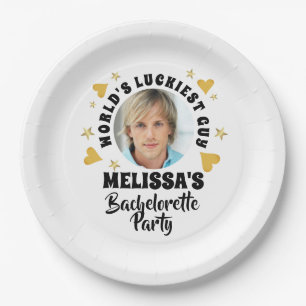 Fun Grooms Face Photo Bachelorette Party Paper Plate