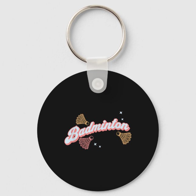Fun Groovy Badminton And Shuttles  Key Ring (Front)
