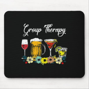 Fun Group Therapy Floral Drink Glasses Mental Heal Mouse Pad