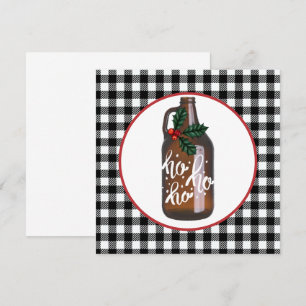 Fun Growler & Buffalo Plaid Holiday Card