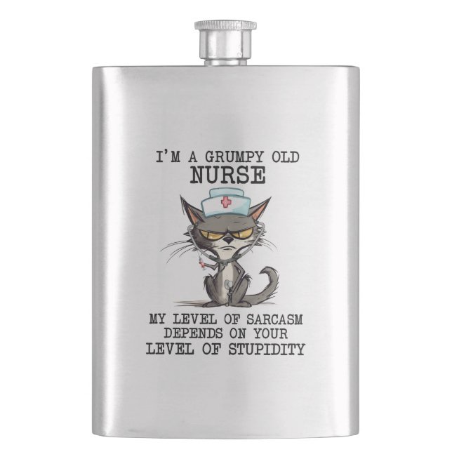 Fun Grumpy Old Nurse Hip Flask (Front)