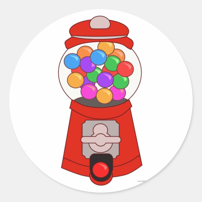 Fun Gumball Machine Cartoon Art  T-Shirt Classic Round Sticker (Front)