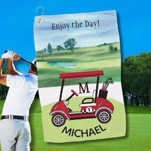 Fun Guy Gift Golf Cart Personalised Name Towel