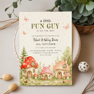 Fun Guy Mushroom Butterfly Baby Shower Invitation