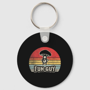 Fun Guy Mushroom Funny Pun Retro Vintage Sunset Key Ring