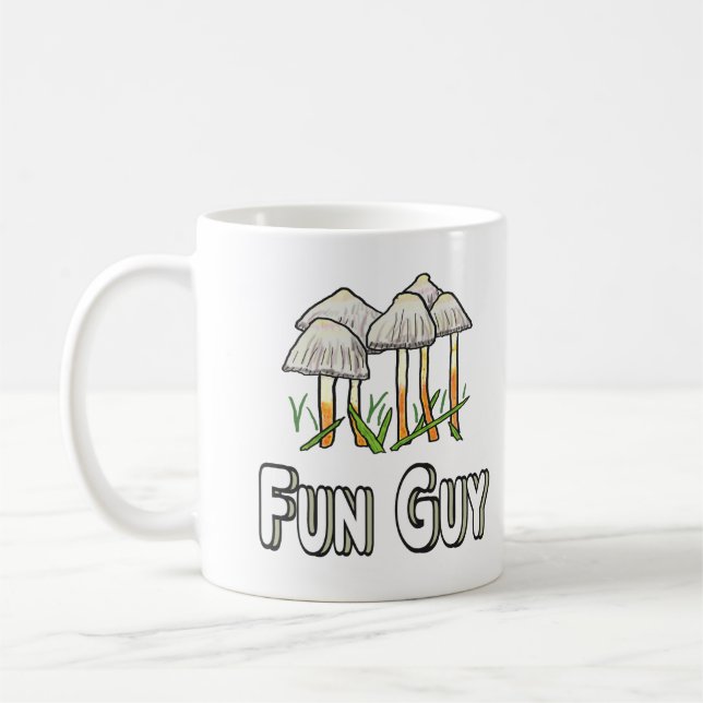 Fun Guy Mushroom Pun Coffee Mug (Left)