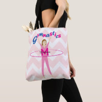 Fun Gymnastics text Pink hula hoop girl Monogram