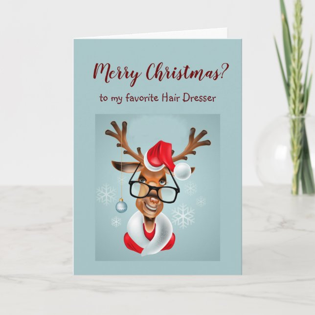 Fun Hair Dresser Christmas Wishes Santa Claus Holi Holiday Card (Front)