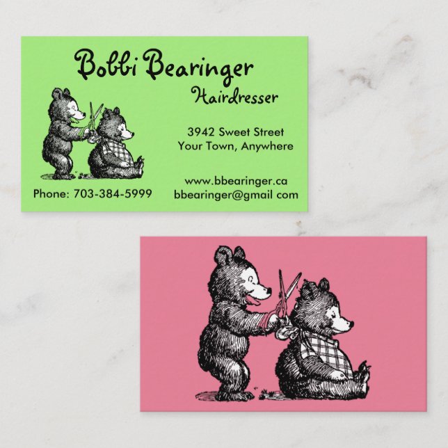 Fun Hairdresser Business Card - Ready to Customise (Front/Back)