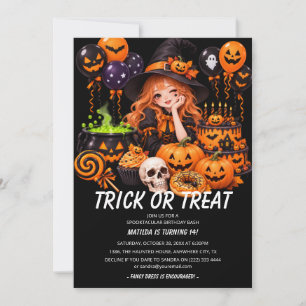 Fun Halloween Birthday Bash Invitation Teen Girls