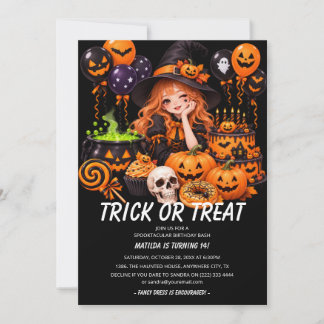 Fun Halloween Birthday Bash Invitation Teen Girls