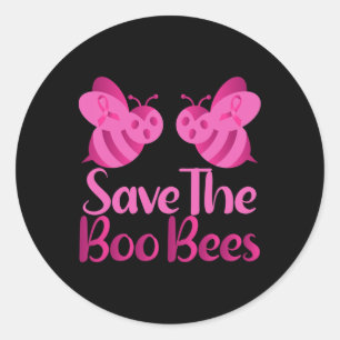 Fun Halloween Breast Cancer Tee Save The Boo Bees Classic Round Sticker