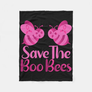 Fun Halloween Breast Cancer Tee Save The Boo Bees Fleece Blanket
