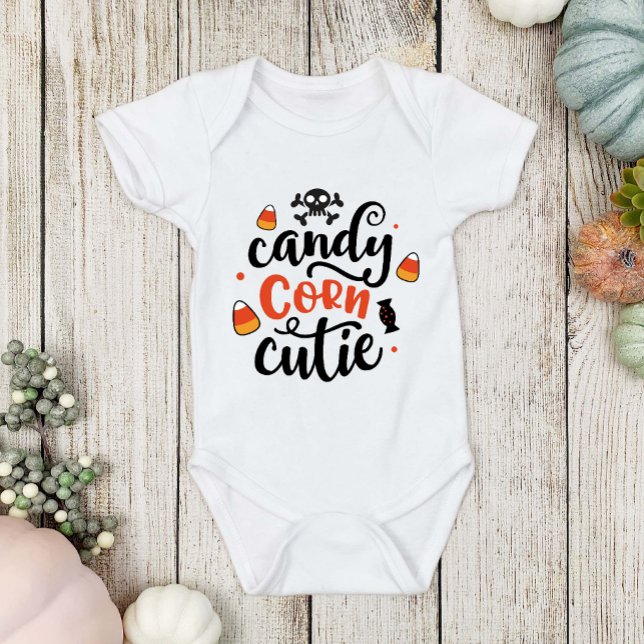 Fun Halloween Candy Corn Cutie Baby Name Baby Body Bodysuit (Creator Uploaded)