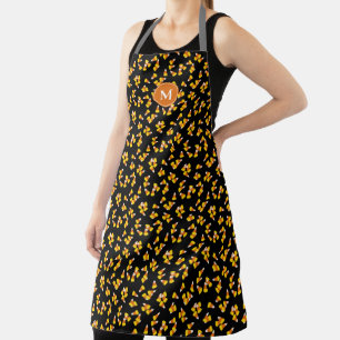 fun Halloween candy corn pattern monogrammed Apron
