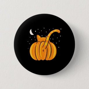 Fun Halloween Cat Butt Pumpkin Orange Tab  6 Cm Round Badge