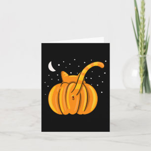 Fun Halloween Cat Butt Pumpkin Orange Tab Card
