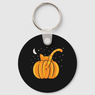 Fun Halloween Cat Butt Pumpkin Orange Tab Key Ring