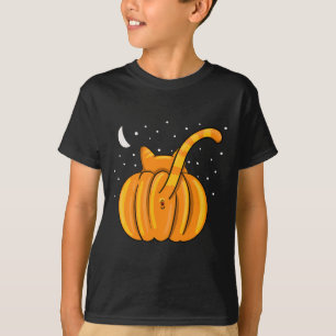 Fun Halloween Cat Butt Pumpkin Orange Tab T-Shirt