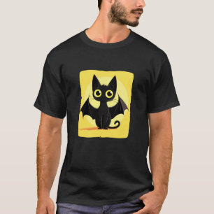 Fun Halloween Cat with Bat Wings Outfit T-Shirt