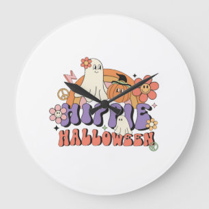 Fun Halloween Designs Hippie Halloween Retro Large Clock