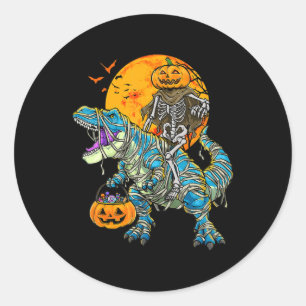 Fun Halloween Dinosaur T Rex Mummy Pumpkin Candy S Classic Round Sticker