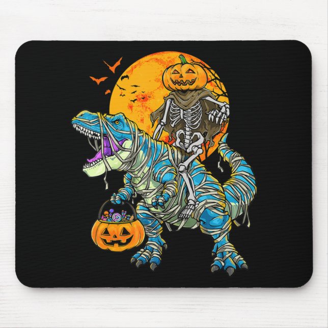 Fun Halloween Dinosaur T Rex Mummy Pumpkin Candy S Mouse Pad (Front)