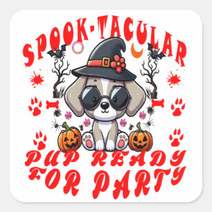 Fun Halloween Dog Pumpkin Design for Pets! Square Sticker