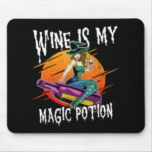 Fun Halloween Drinking Witch Magic Wine Drinker  Mouse Pad