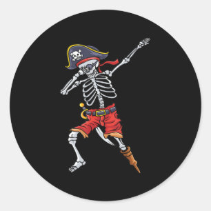 Fun Halloween  For Boys Men With Pirate Skeleton  Classic Round Sticker