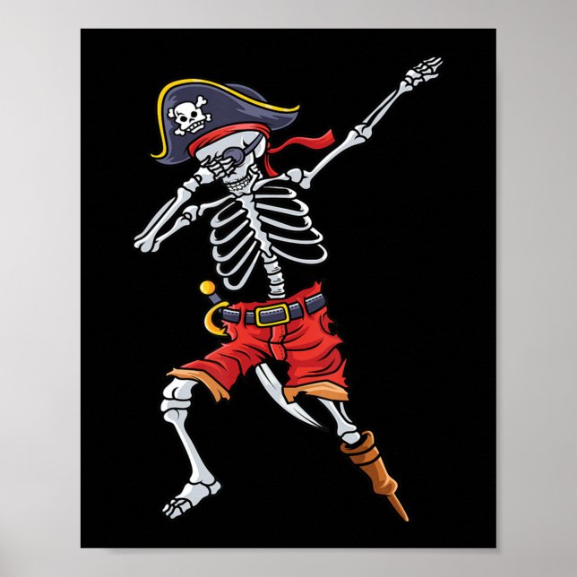 Fun Halloween  For Boys Men With Pirate Skeleton  Poster (Front)