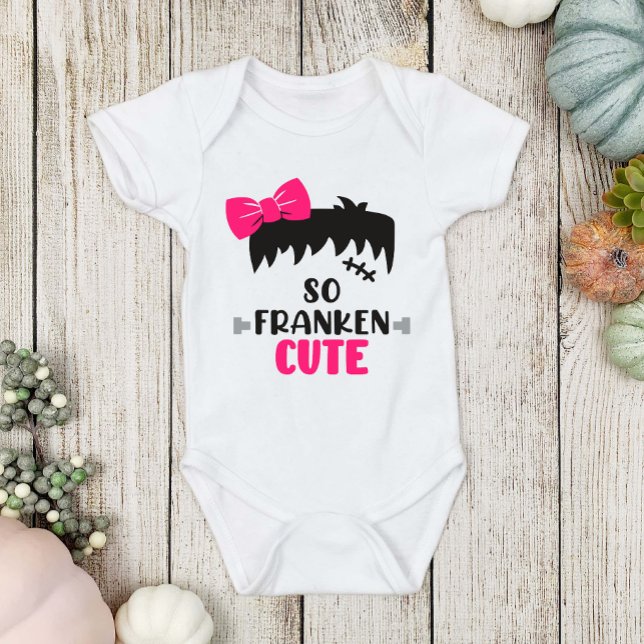Fun Halloween Frankenstein So Franken Cute Girls Baby Bodysuit (Creator Uploaded)