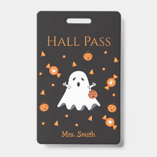 Fun Halloween Ghost Hall Pass ID Badge