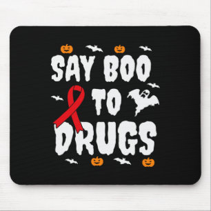 Fun Halloween Gift Say Boo To Drugs Awareness Red Mouse Pad