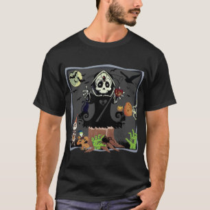 Fun Halloween Grim Reaper Zombies Pumpkin Skeleton T-Shirt