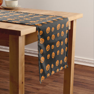 Fun Halloween Jack-O-Lanterns Pattern Short Table Runner