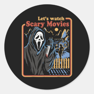 Fun Halloween Let’S Watch Horror Movies Ghost Classic Round Sticker