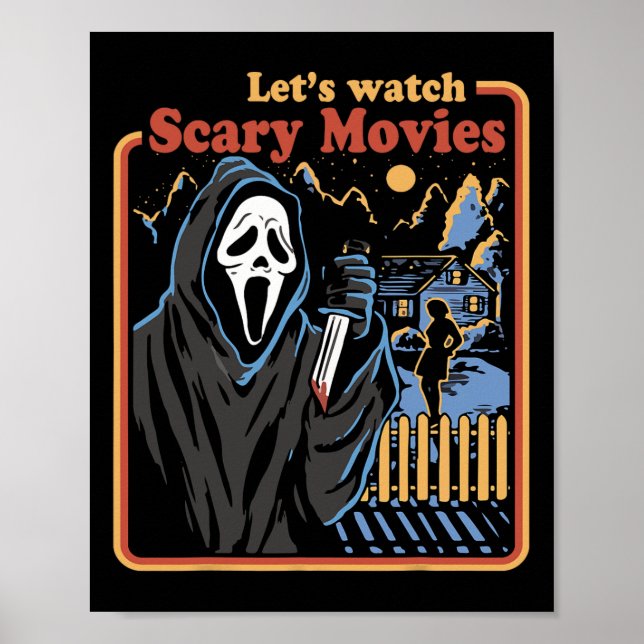 Fun Halloween Let’s Watch Horror Movies Ghost  Poster (Front)